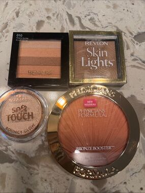 Assorted highlighters. Physicians Formula Revlon Essence